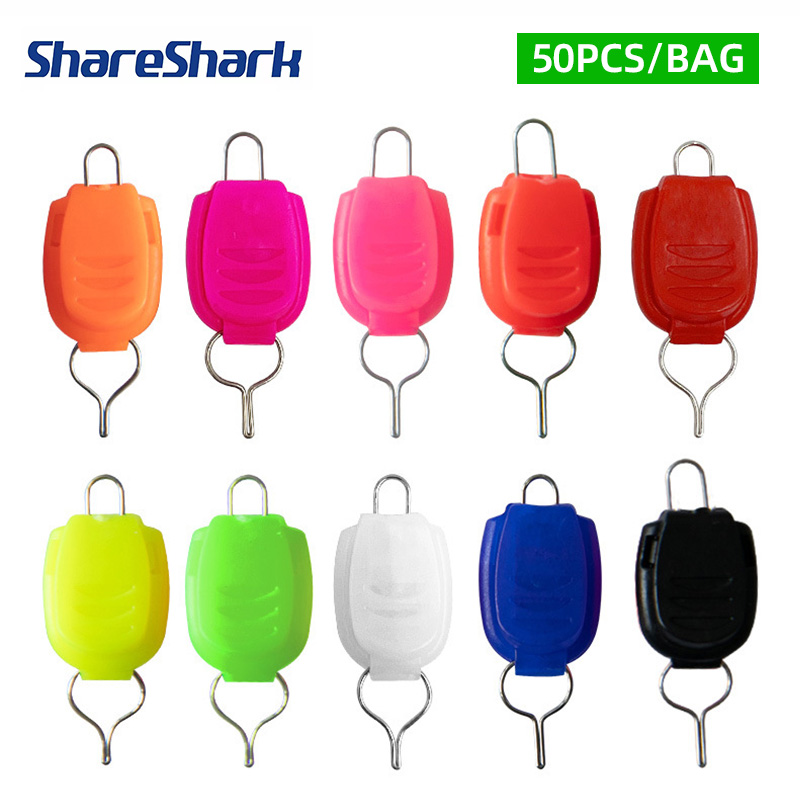 Fishing Rod Combo - ShareShark 50 Stück/Beutel Angelschnurhalter Schnallenstopper Clip